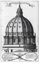 Das Äußere der Kuppel von St. Peter, Rom, graviert von Alessandro Specchi